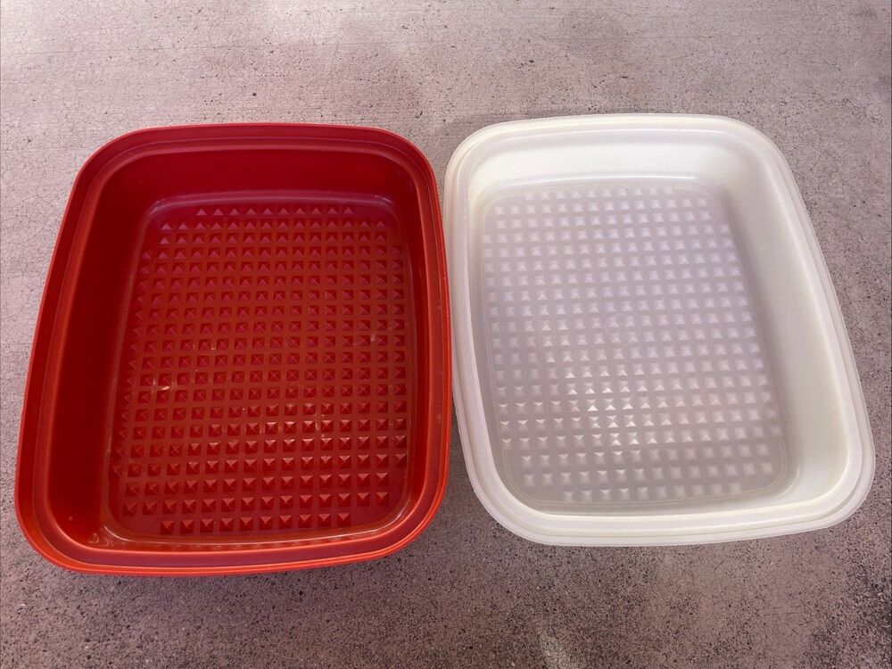 Tupperware 1518-2 Red Paprika Marinade Container Storage Dish & Lid 1518 Clean